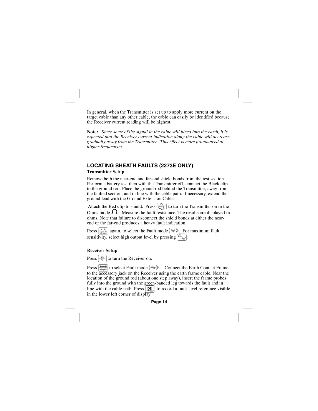 3M 2250E manual Locating Sheath Faults 2273E only, Transmitter Setup 