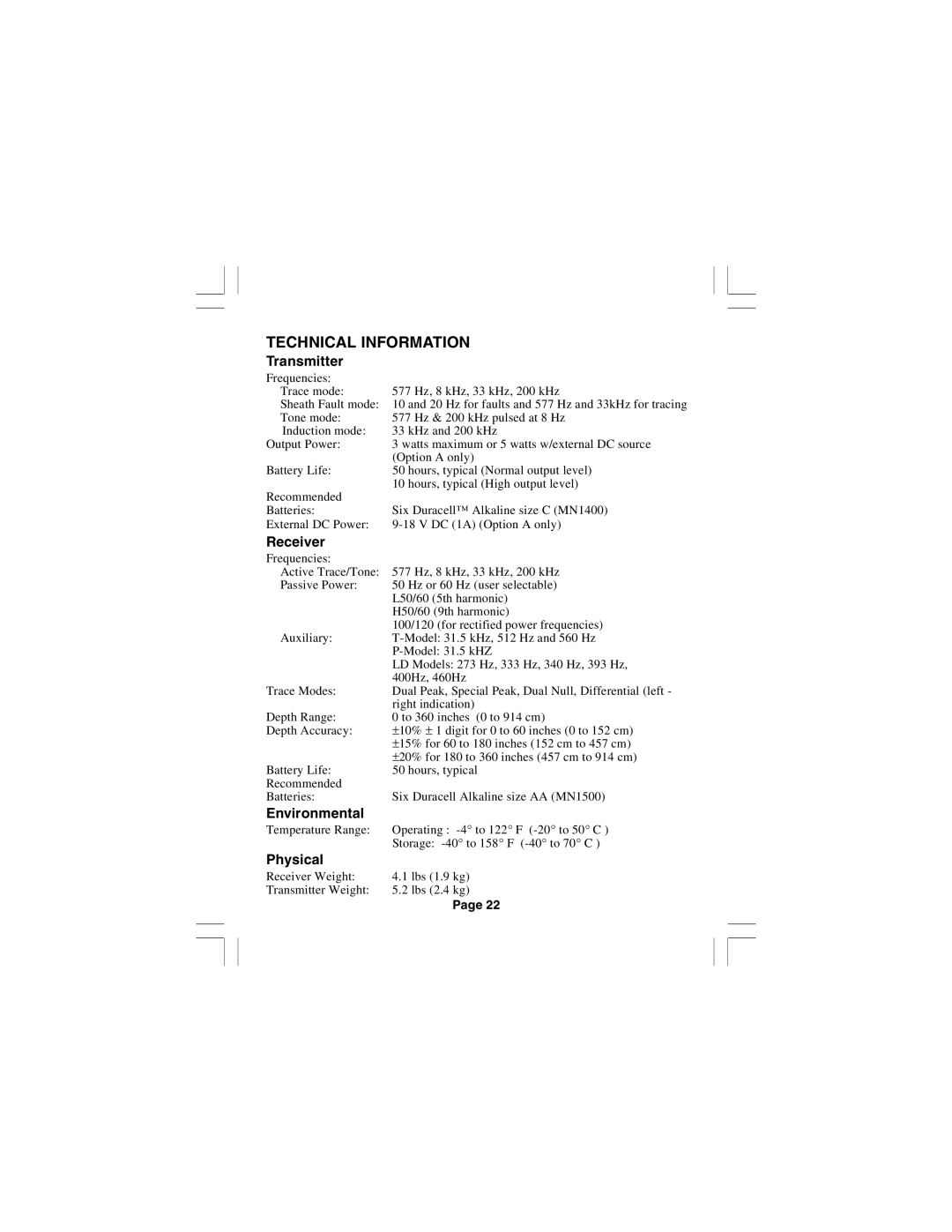 3M 2273 manual Technical Information, Transmitter, Receiver, Environmental, Physical 