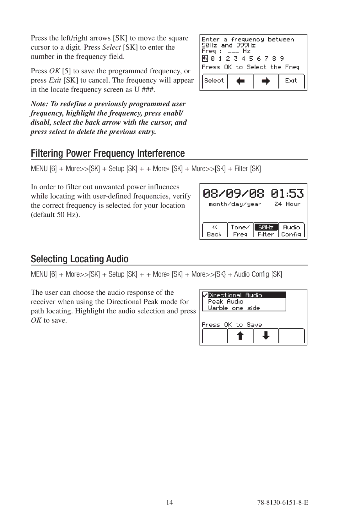 3M 2273ME-iD, 2250ME-iD manual Filtering Power Frequency Interference, Selecting Locating Audio 