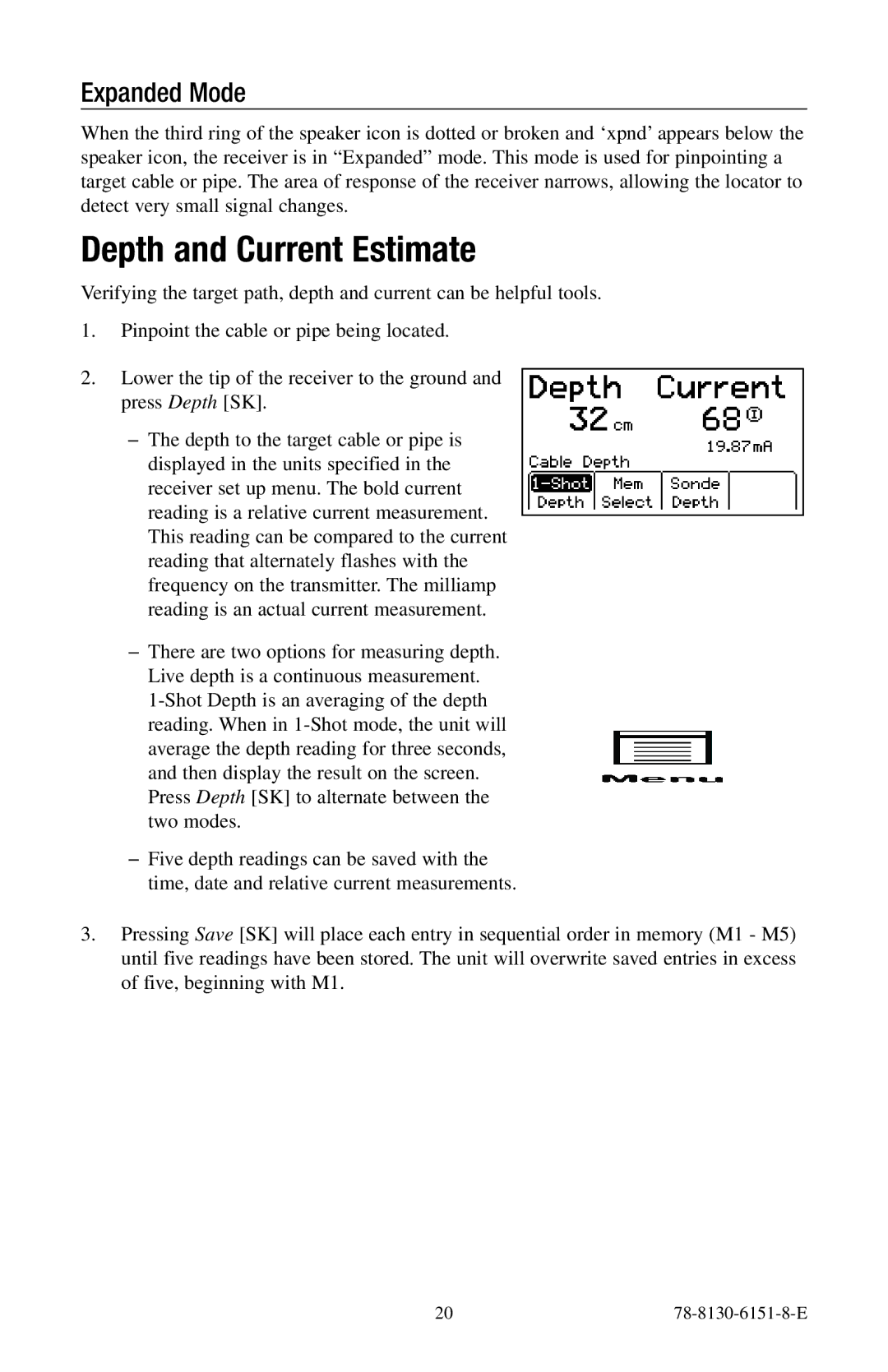 3M 2273ME-iD, 2250ME-iD manual Depth and Current Estimate, Expanded Mode 