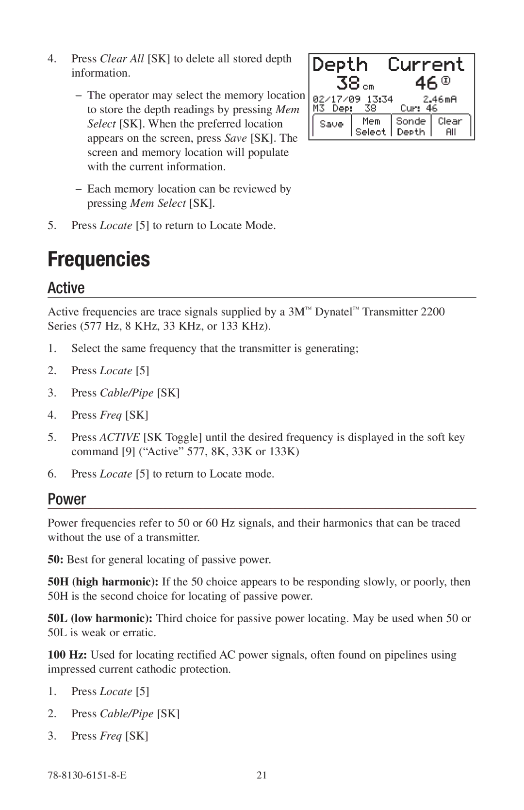 3M 2250ME-iD, 2273ME-iD manual Frequencies, Active, Power 