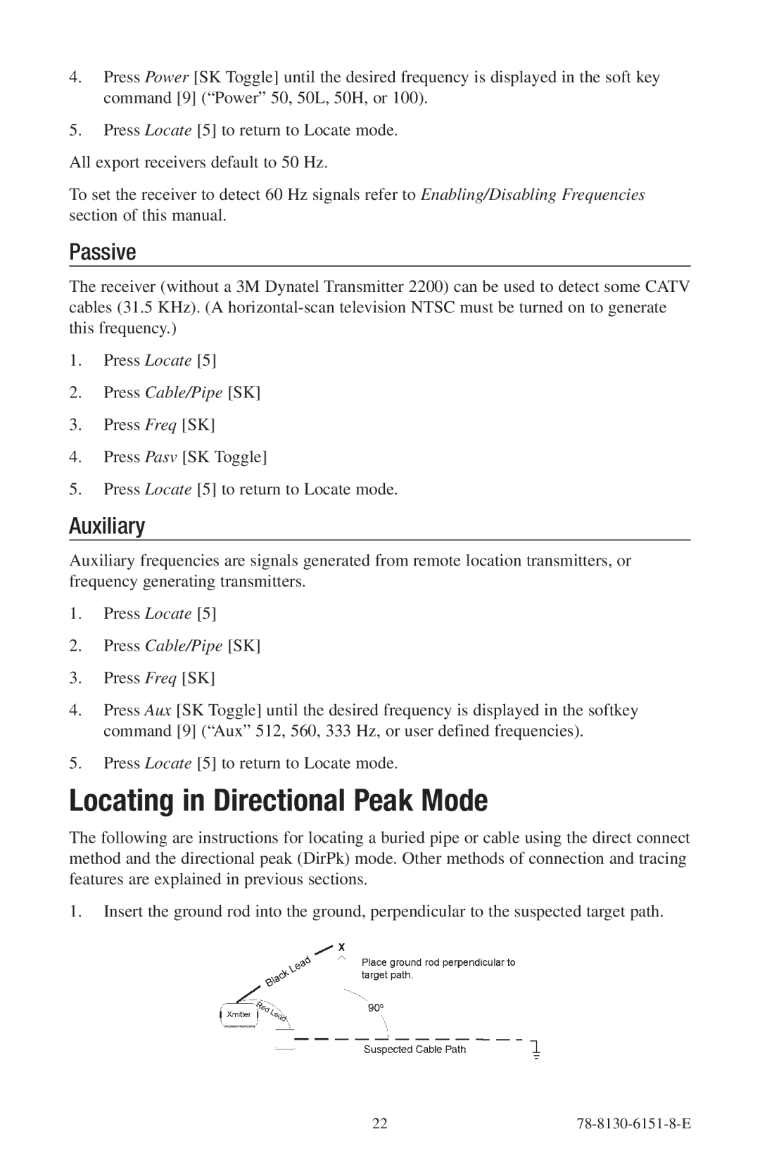 3M 2273ME-iD, 2250ME-iD manual Locating in Directional Peak Mode, Passive, Auxiliary 