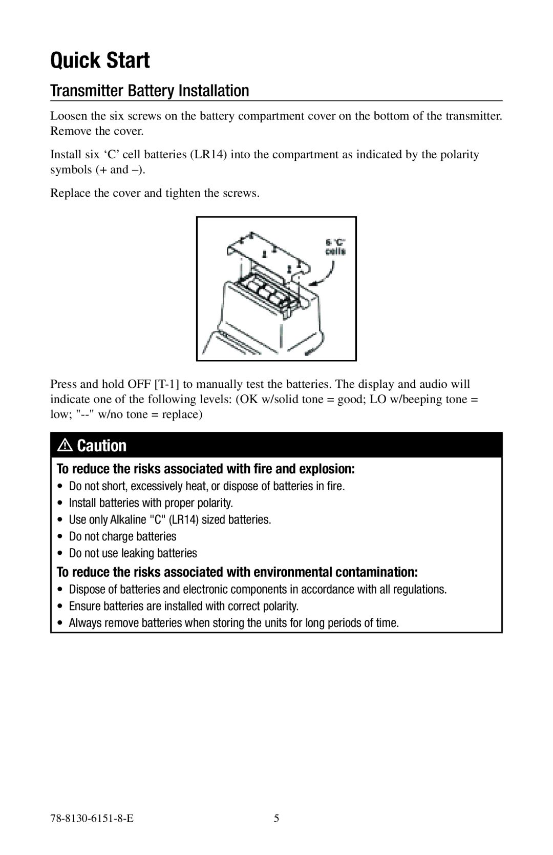 3M 2250ME-iD, 2273ME-iD manual Quick Start, Transmitter Battery Installation 