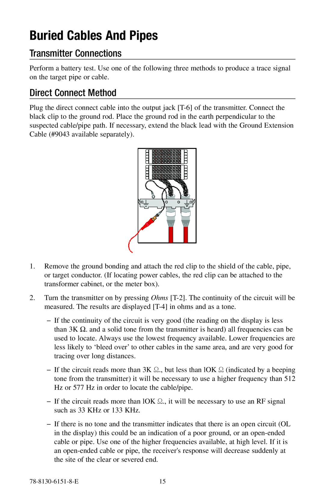 3M 2273ME-iD, 2250ME-iD manual Buried Cables And Pipes, Transmitter Connections, Direct Connect Method 