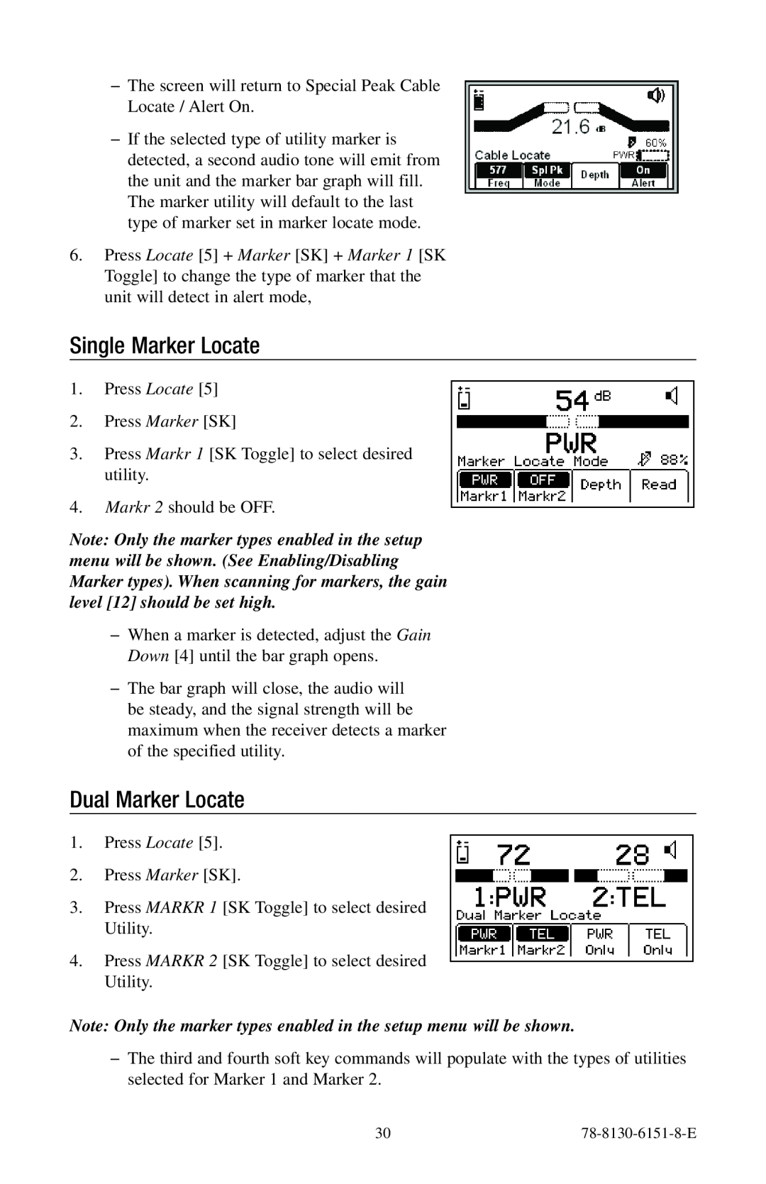 3M 2273ME-iD, 2250ME-iD manual Single Marker Locate, Dual Marker Locate 