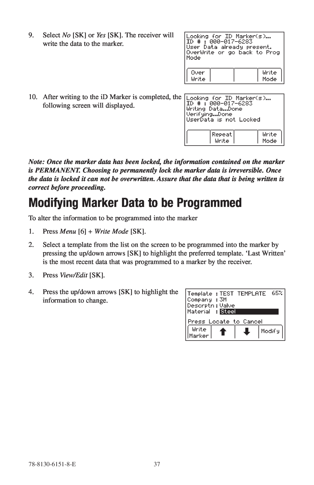 3M 2250ME-iD, 2273ME-iD manual Modifying Marker Data to be Programmed 