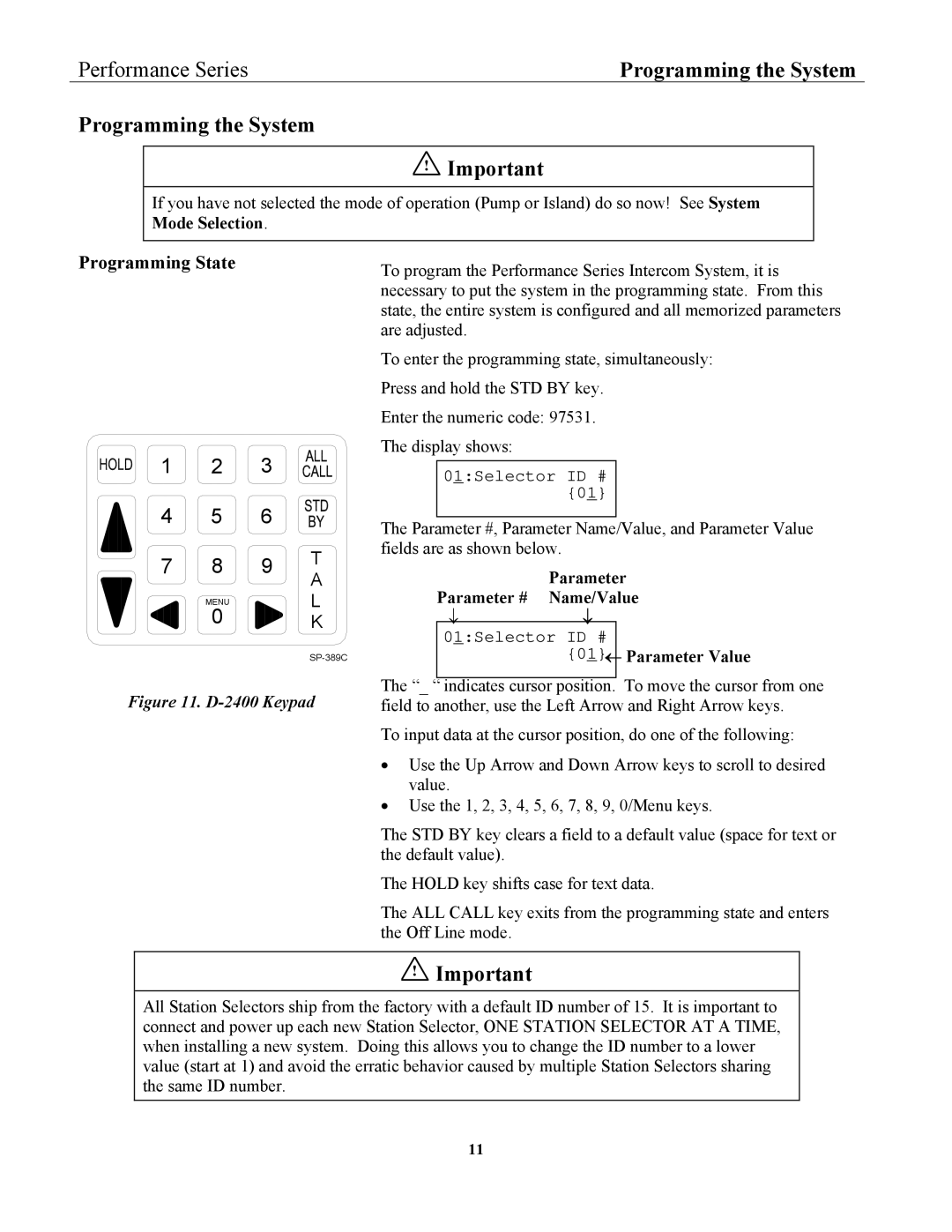 3M 2470, 2475 installation instructions Programming State, Parameter # Name/Value 