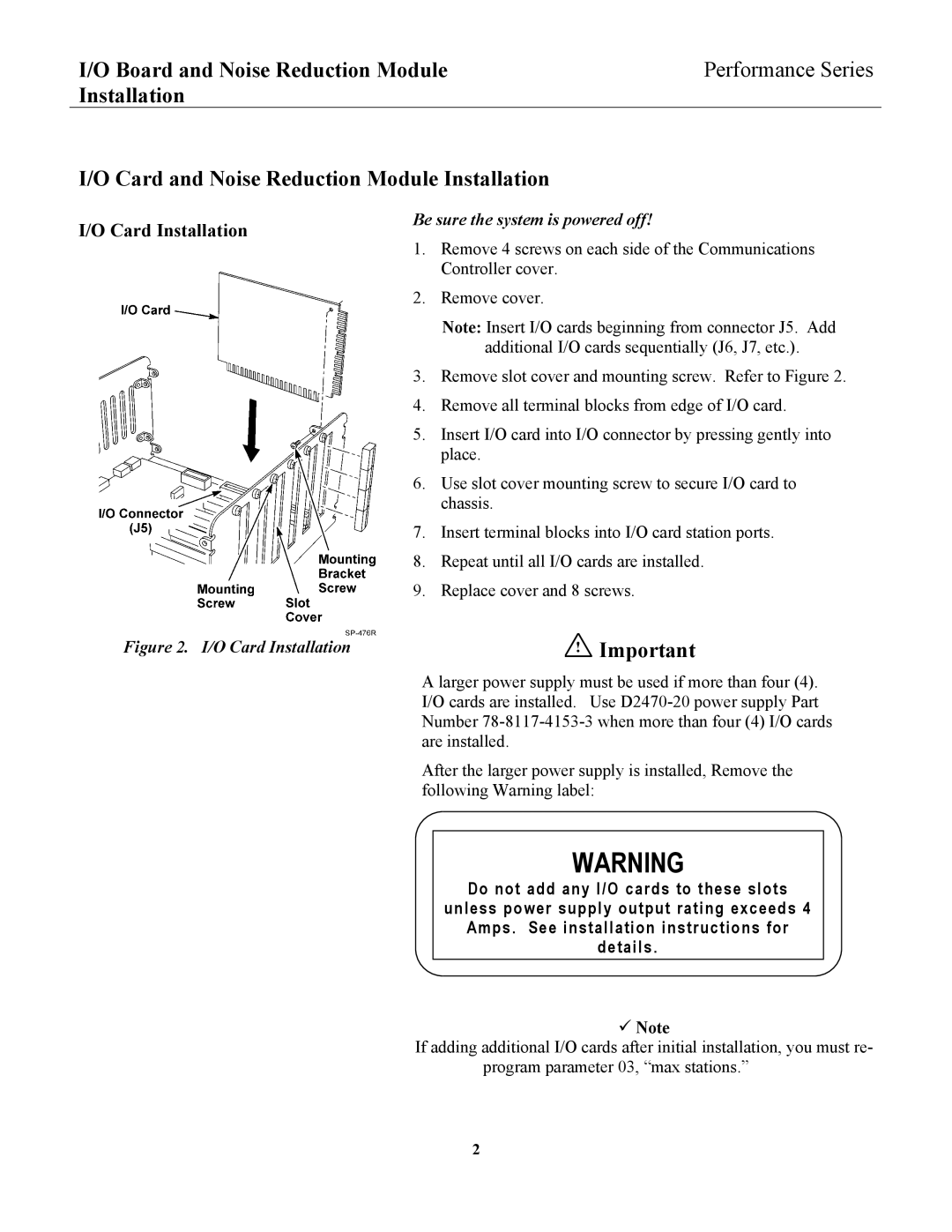 3M 2475, 2470 installation instructions Card Installation, Be sure the system is powered off 