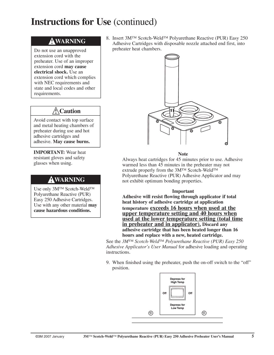 3M 250 user manual Instructions for Use 