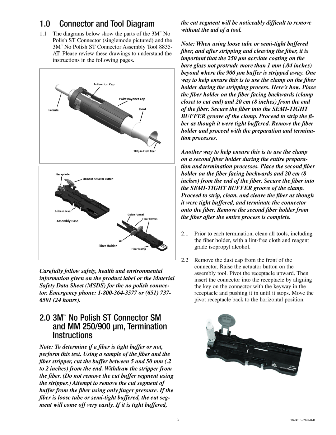 3M 250/900 manual Connector and Tool Diagram 