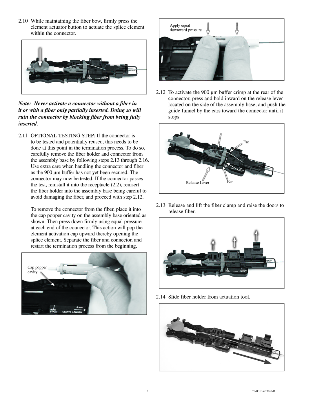 3M 250/900 manual Slide fiber holder from actuation tool 