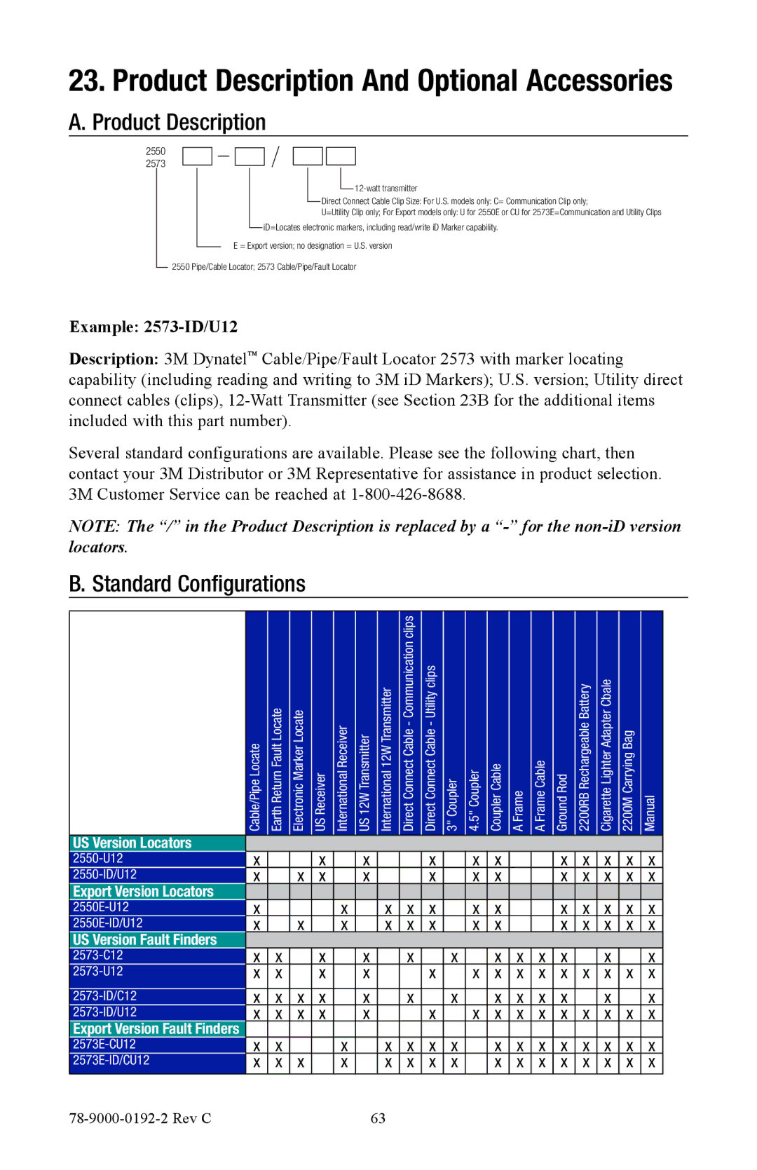 3M 2550, 2573 manual Product Description And Optional Accessories, Standard Configurations 