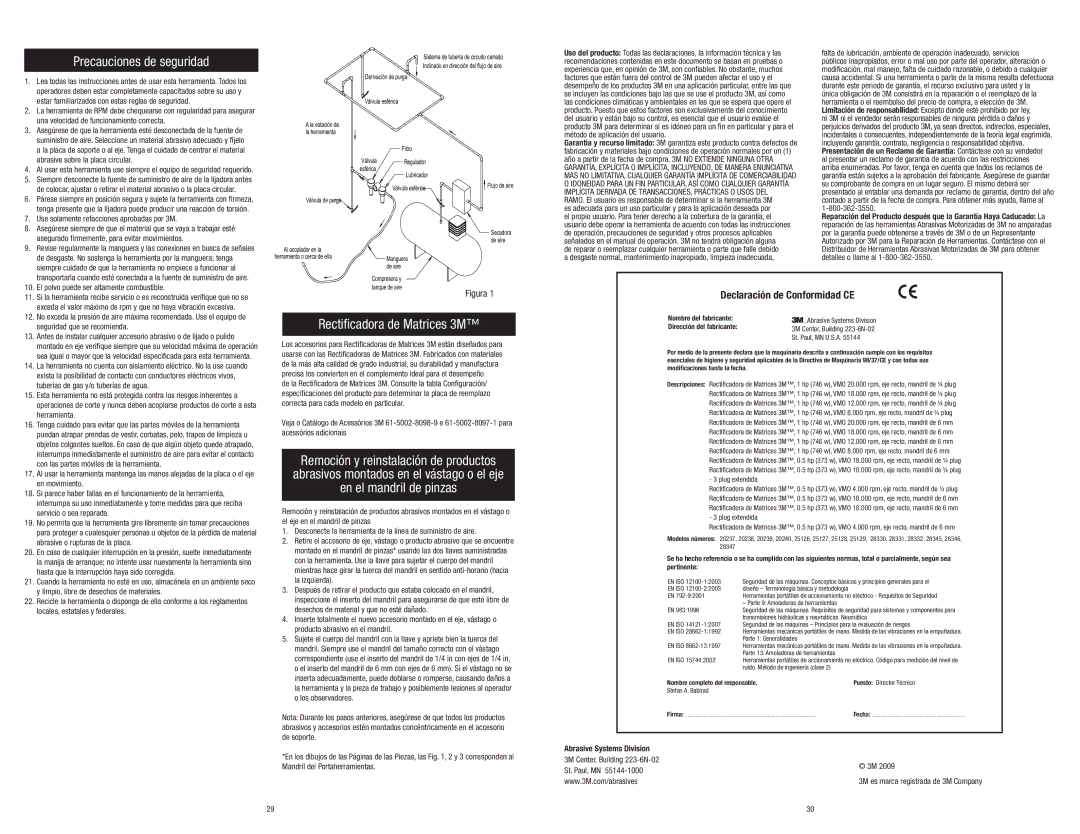 3M 25128, 28345, 20239, 25127, 20238, 20240, 28331, 28330, 28346, 28347 Precauciones de seguridad, Rectificadora de Matrices 3M 