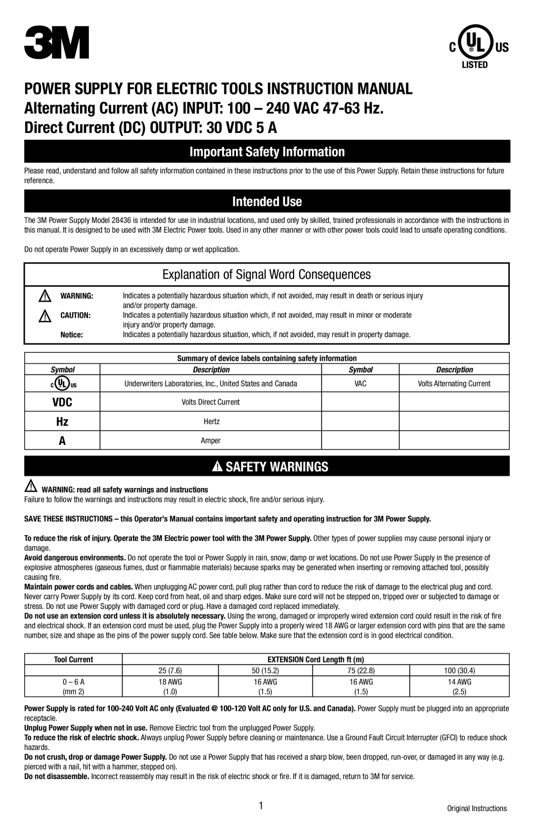 3M 28436 instruction manual Important Safety Information, Intended Use 