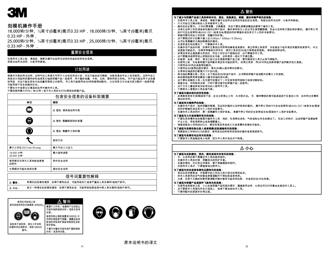 3M 28627, 28628, 28629, 28630 warranty 重要安全信息, 计划用途, 包含安全信息的设备标签摘要, 信号词重要性解释, 原本说明书的译文 