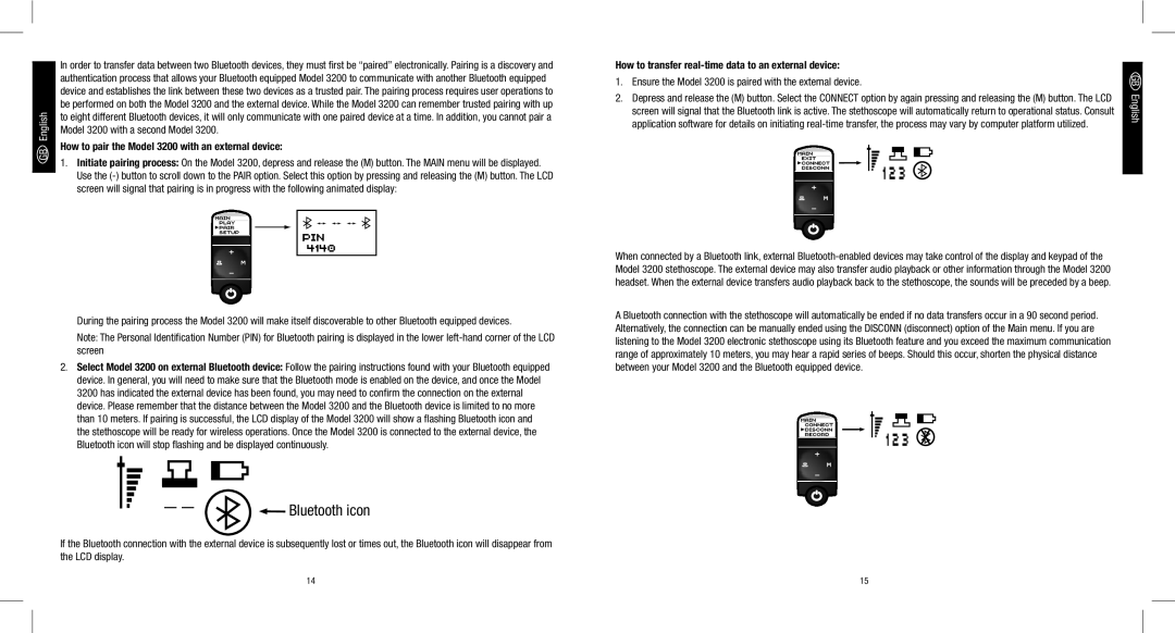 3M manual Model 3200 with a second Model, How to pair the Model 3200 with an external device 