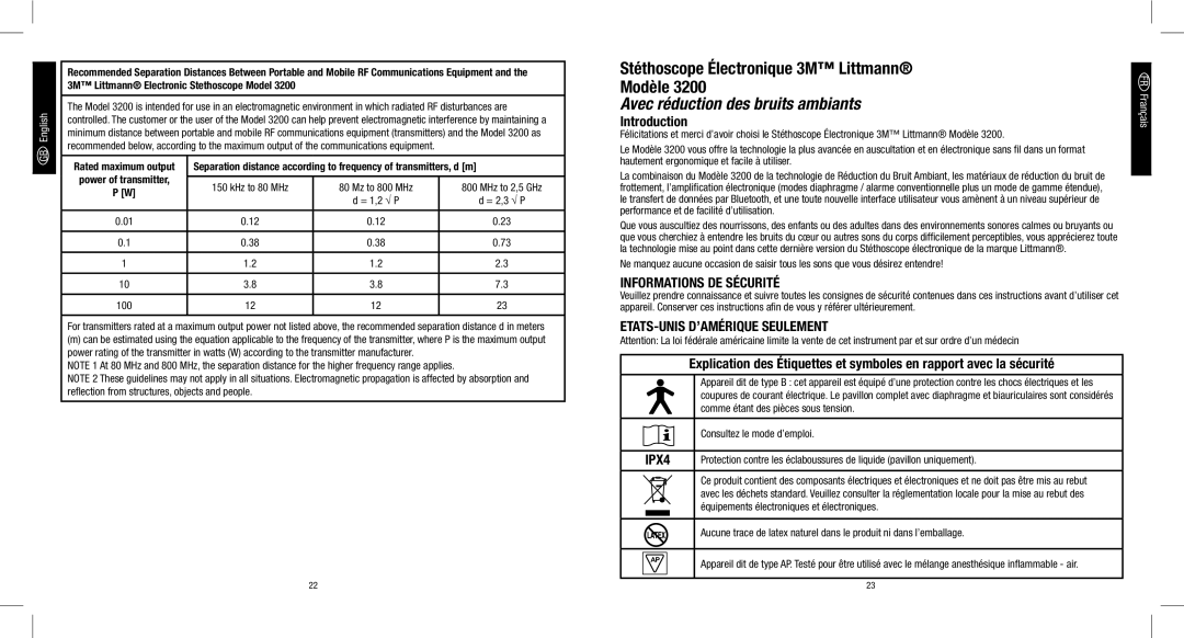 3M 3200 manual Informations DE Sécurité, ETATS-UNIS D’AMÉRIQUE Seulement, Comme étant des pièces sous tension 