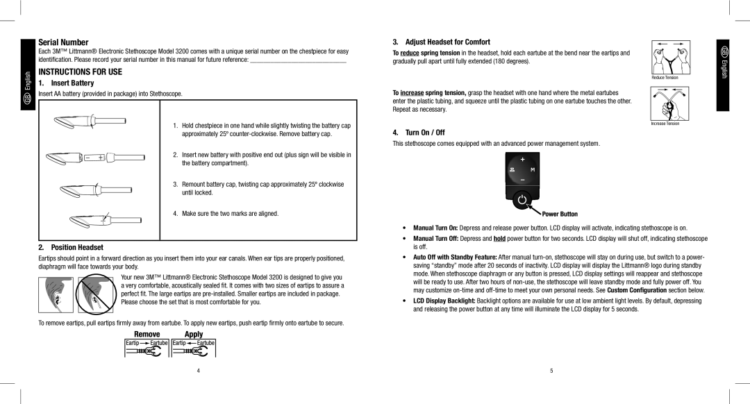 3M 3200 manual Serial Number, Instructions for USE 