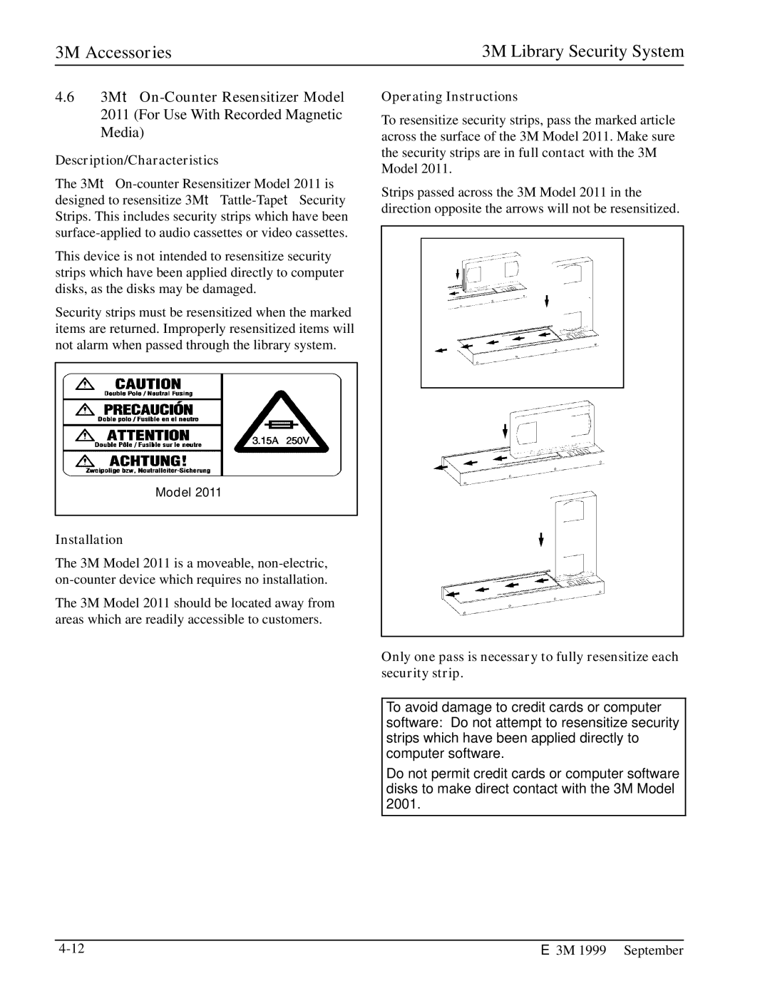 3M 3502, 3802, 3801, 3803, 3501, 2302, 3804, 2301 manual 3Mt On-Counter Resensitizer Model 