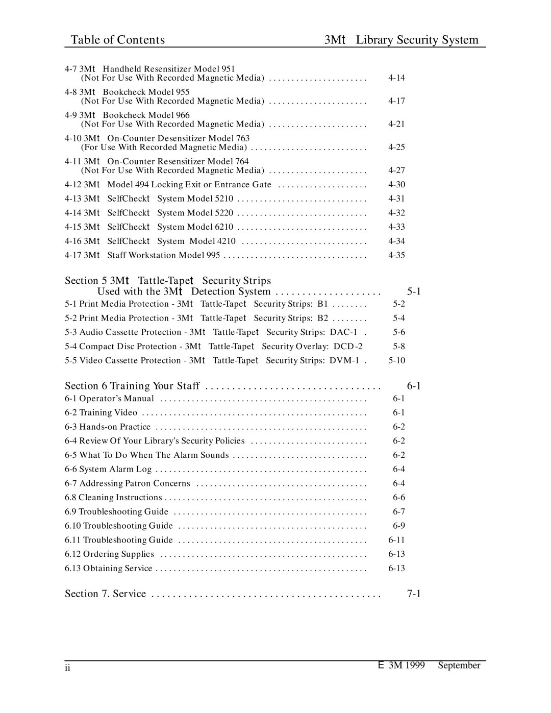 3M 2302, 3802, 3801, 3803, 3501, 3804, 3502, 2301 manual Table of Contents 