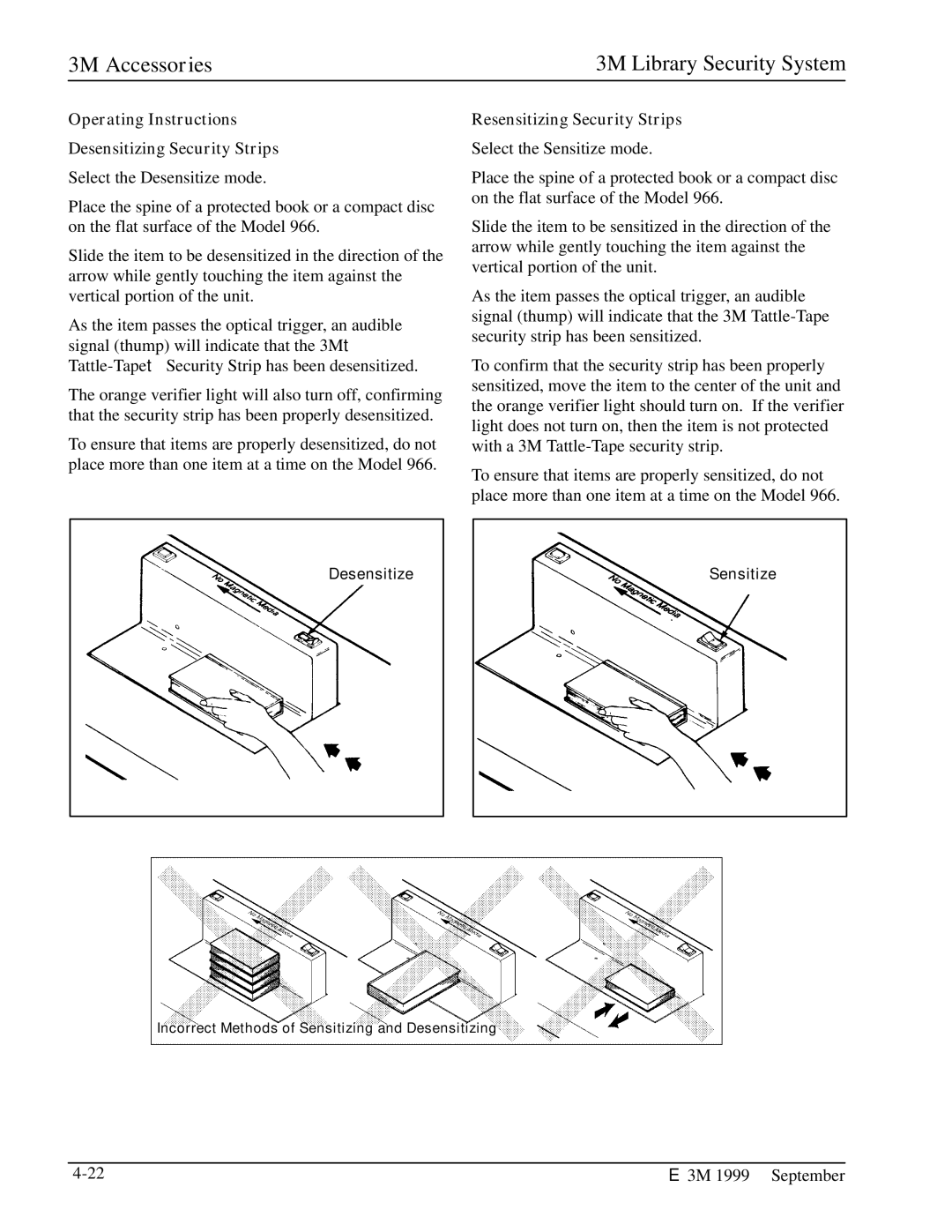 3M 3802, 3801, 3803, 3501, 2302, 3804, 3502, 2301 manual Incorrect Methods of Sensitizing and Desensitizing 