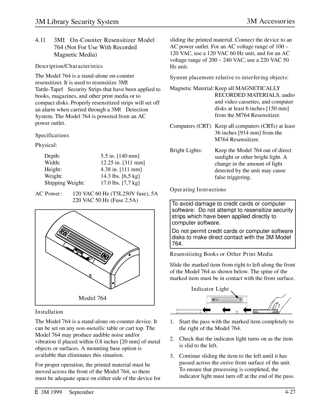 3M 3804, 3802, 3801, 3803, 3501, 2302, 3502, 2301 manual 11 3Mt On-Counter Resensitizer Model 