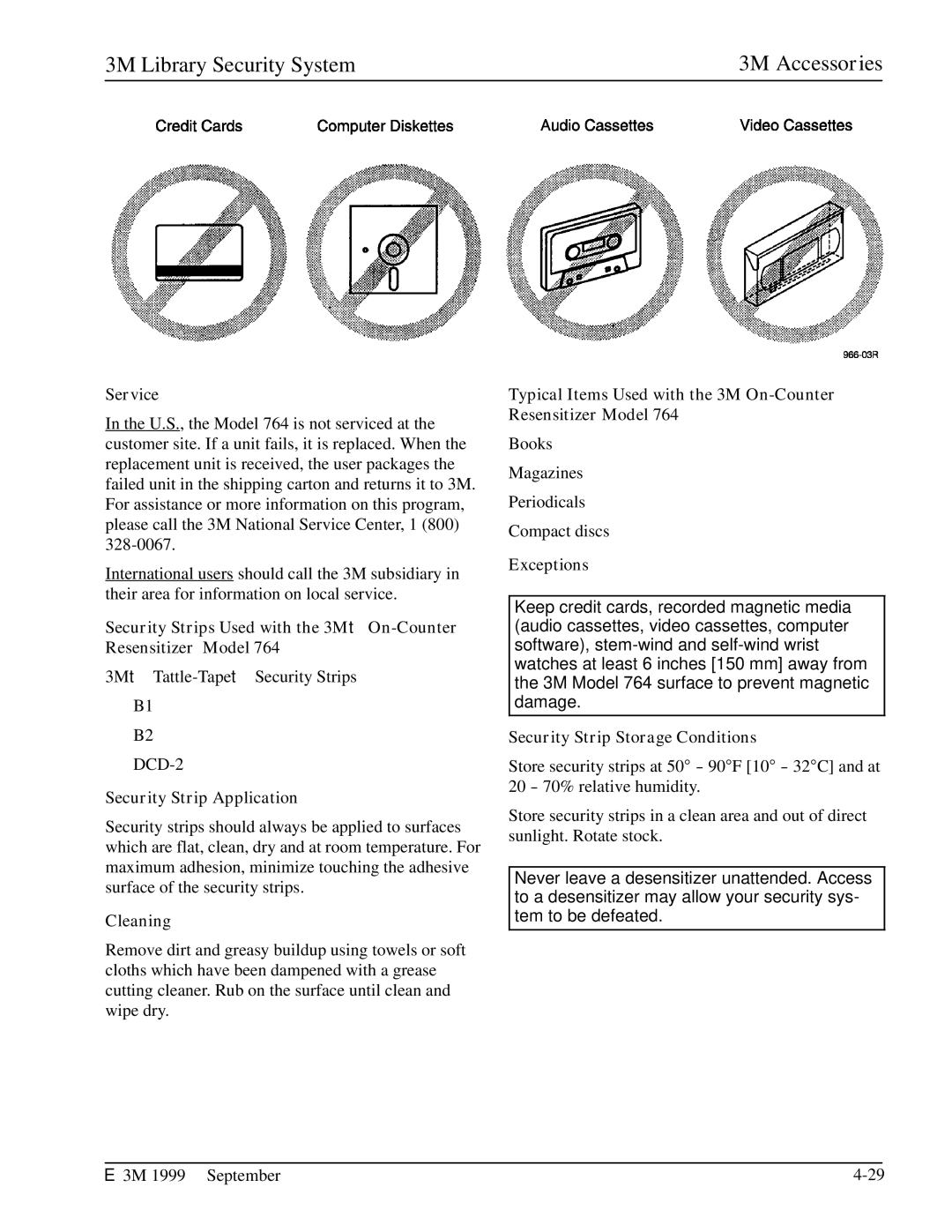 3M 2301, 3802, 3801, 3803, 3501, 2302, 3804, 3502 manual Service, Typical Items Used with the 3M On-Counter Resensitizer Model 