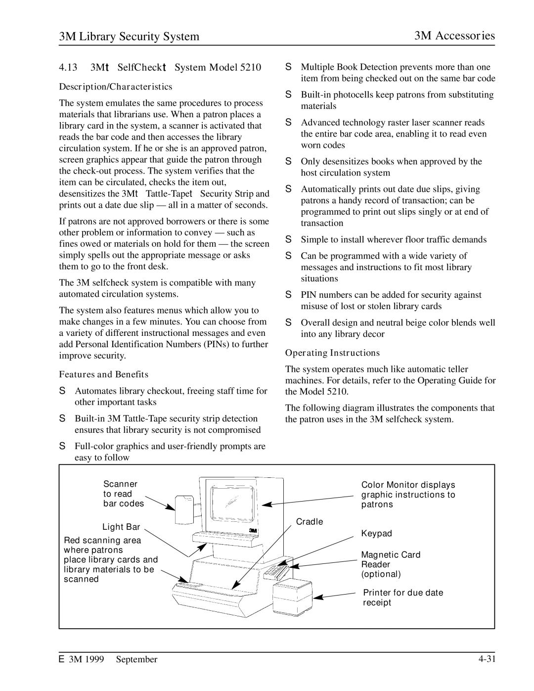 3M 3801, 3802, 3803, 3501, 2302, 3804, 3502, 2301 manual 13 3Mt SelfCheckt System Model, Features and Benefits 