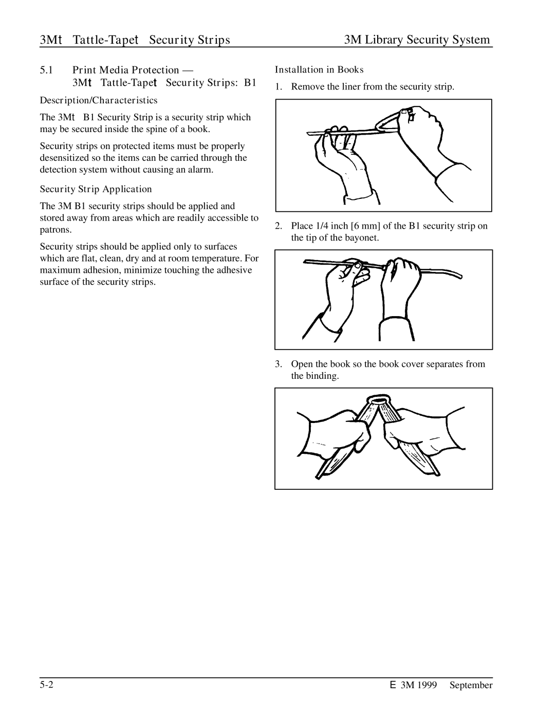 3M 3802, 3801, 3803, 3501, 2302, 3804, 3502 3Mt Tattle-TapetSecurity Strips 3M Library Security System, Installation in Books 