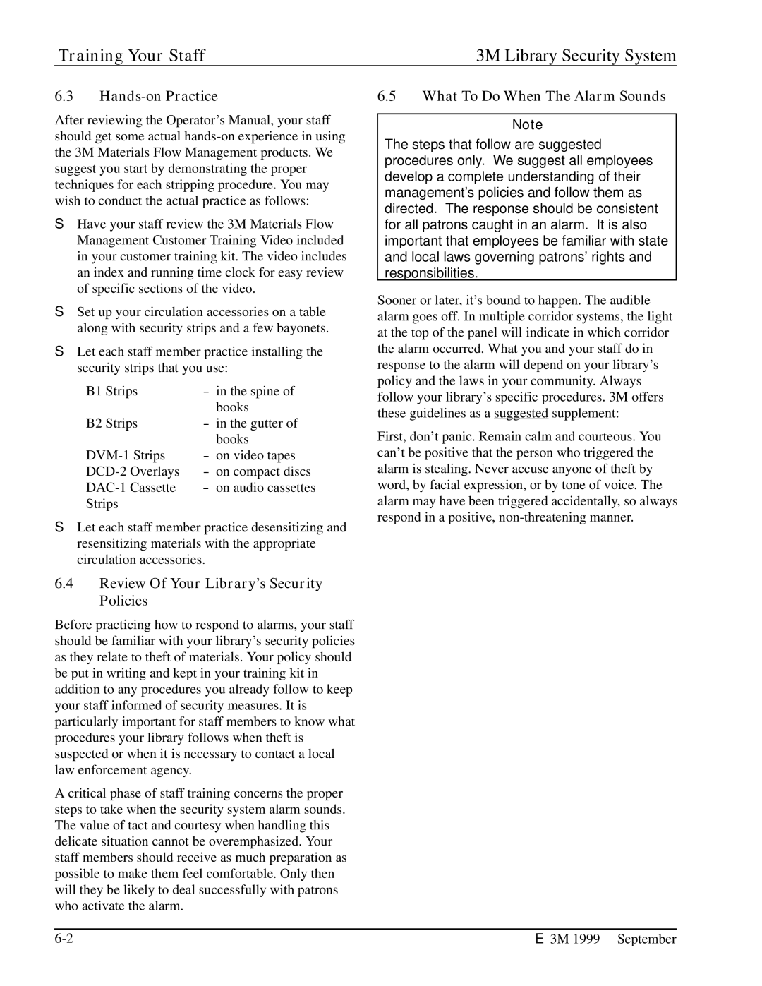 3M 2302, 3802, 3801, 3803 Hands-on Practice, What To Do When The Alarm Sounds, Review Of Your Library’s Security Policies 