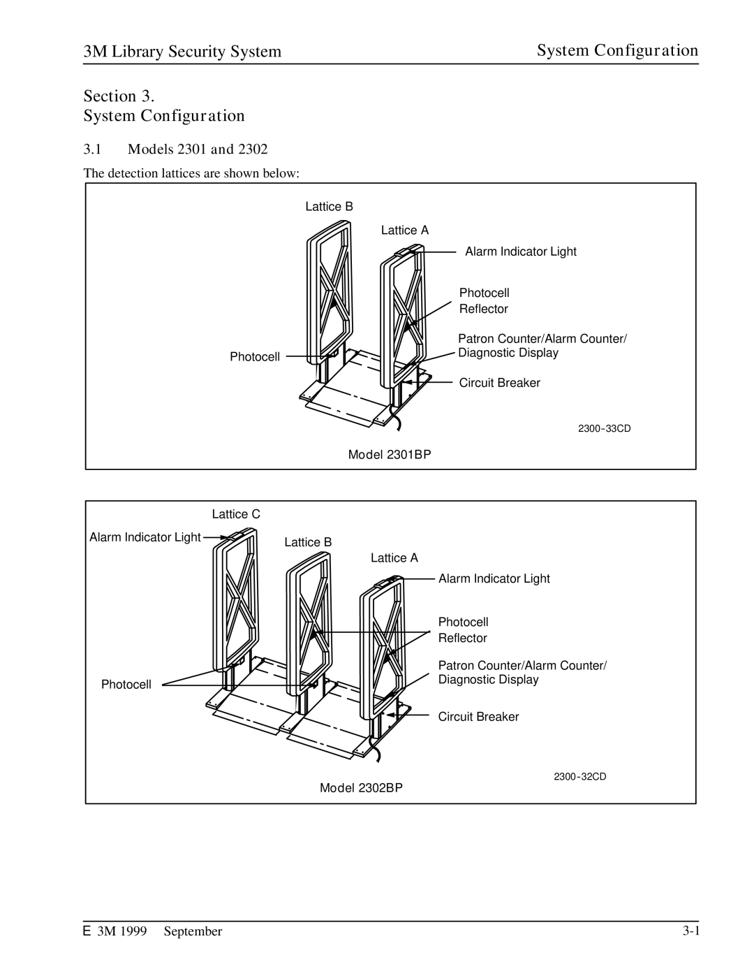 3M 3801, 3802, 3803, 3501, 2302, 3804, 3502 manual Section System Configuration, Models 2301 