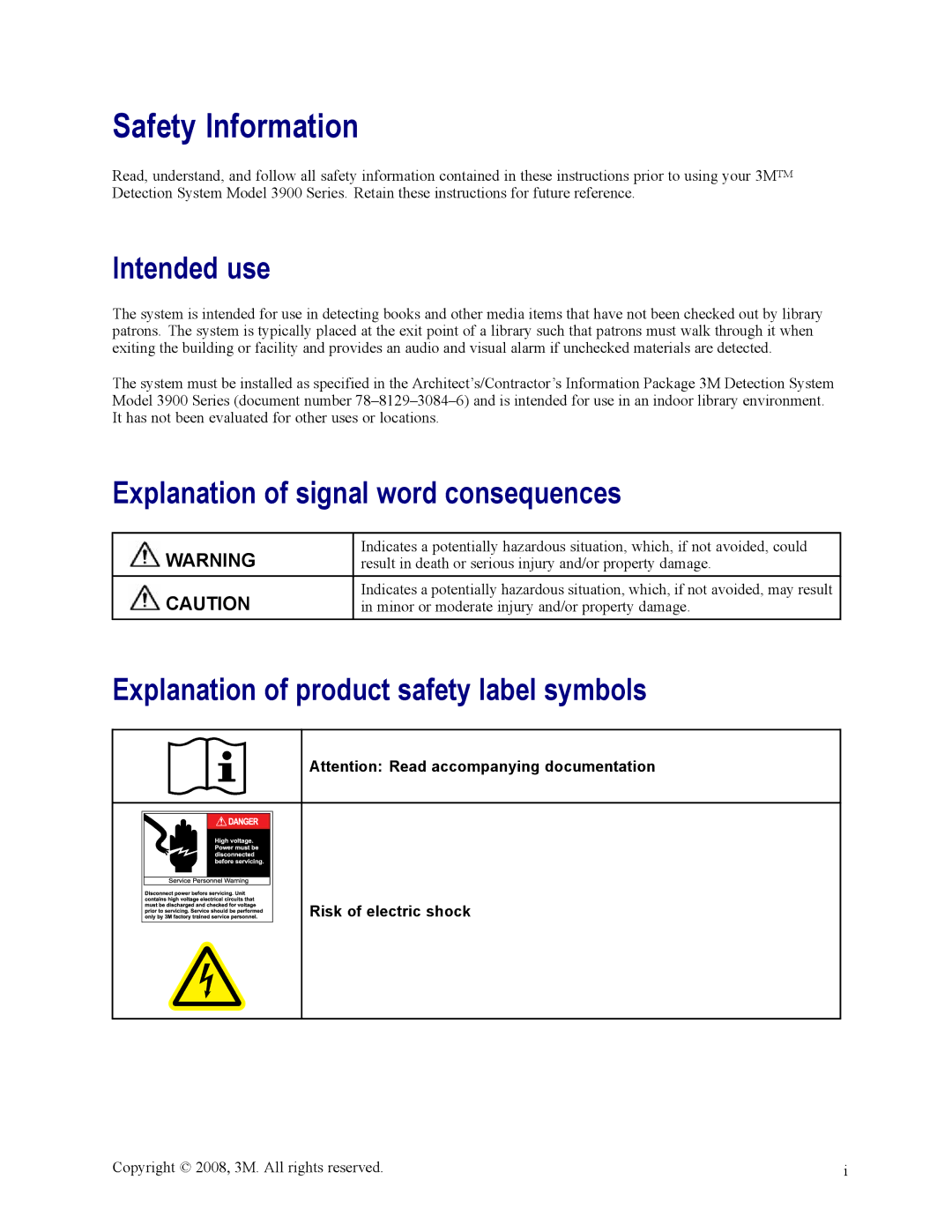 3M 3900 owner manual Safety Information 