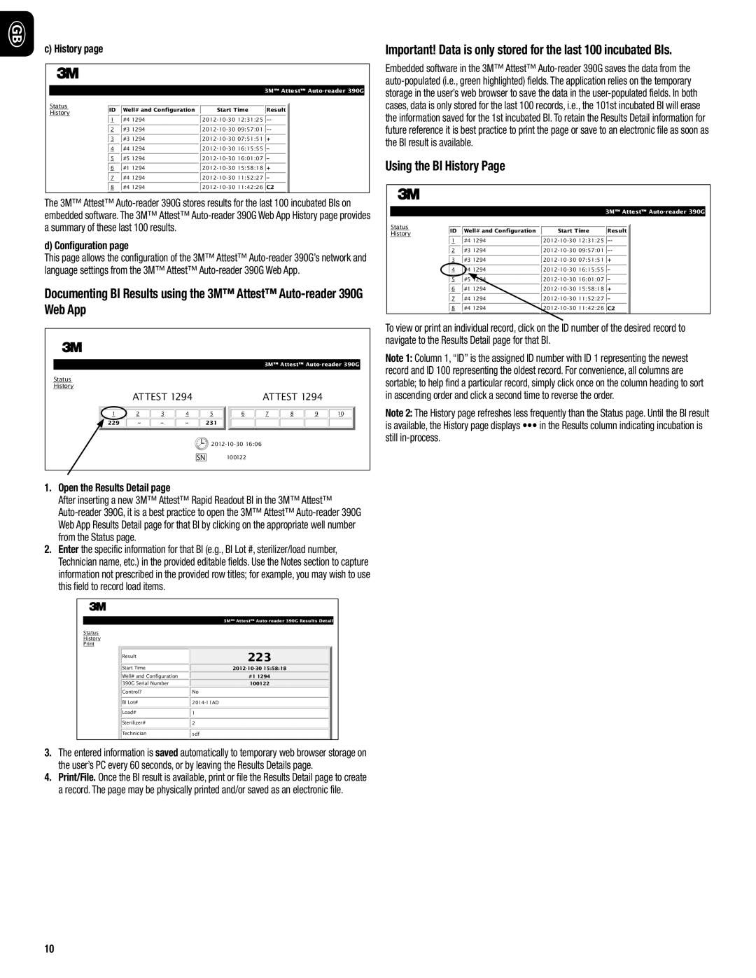 3M 390G manual do utilizador Using the BI History, Configuration, Open the Results Detail 