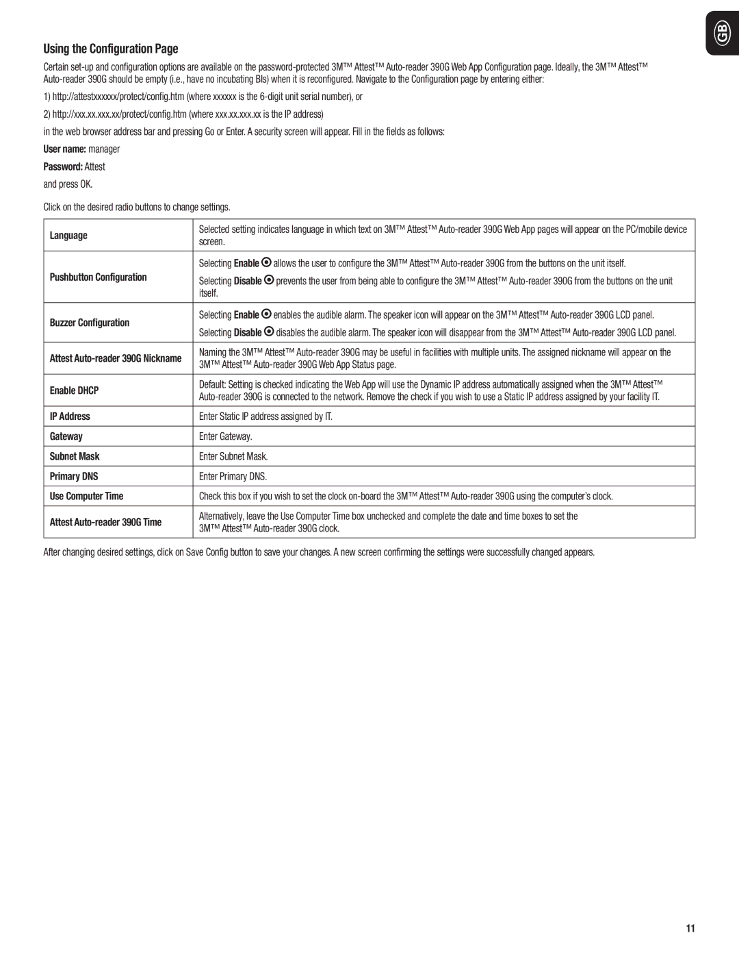 3M 390G manual do utilizador Using the Configuration 