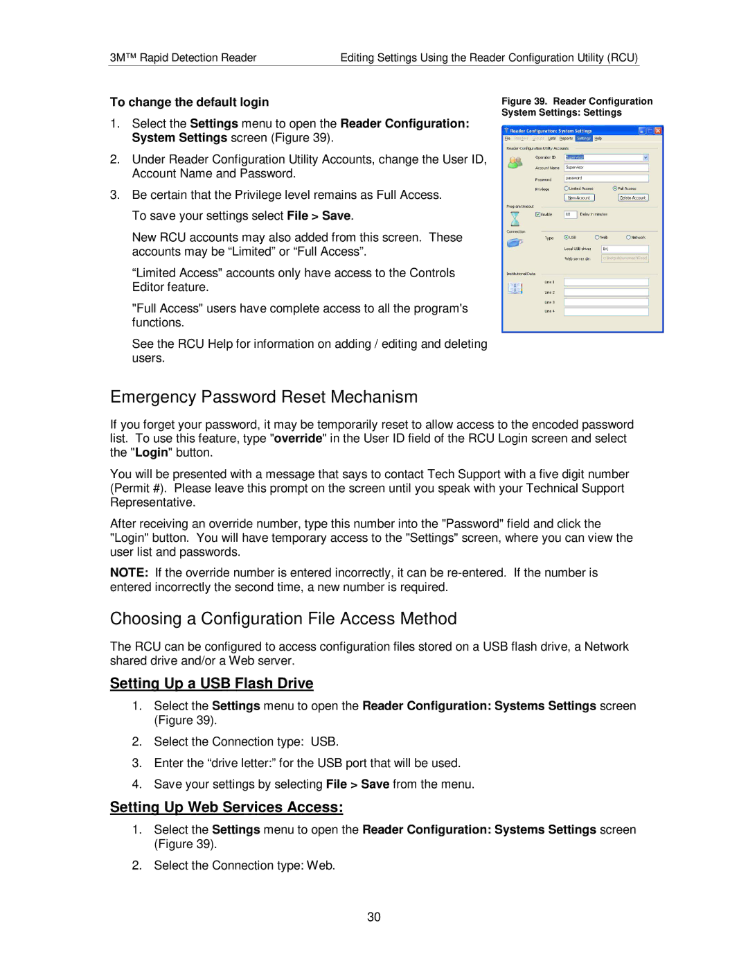 3M #3968 Emergency Password Reset Mechanism, Choosing a Configuration File Access Method, Setting Up a USB Flash Drive 