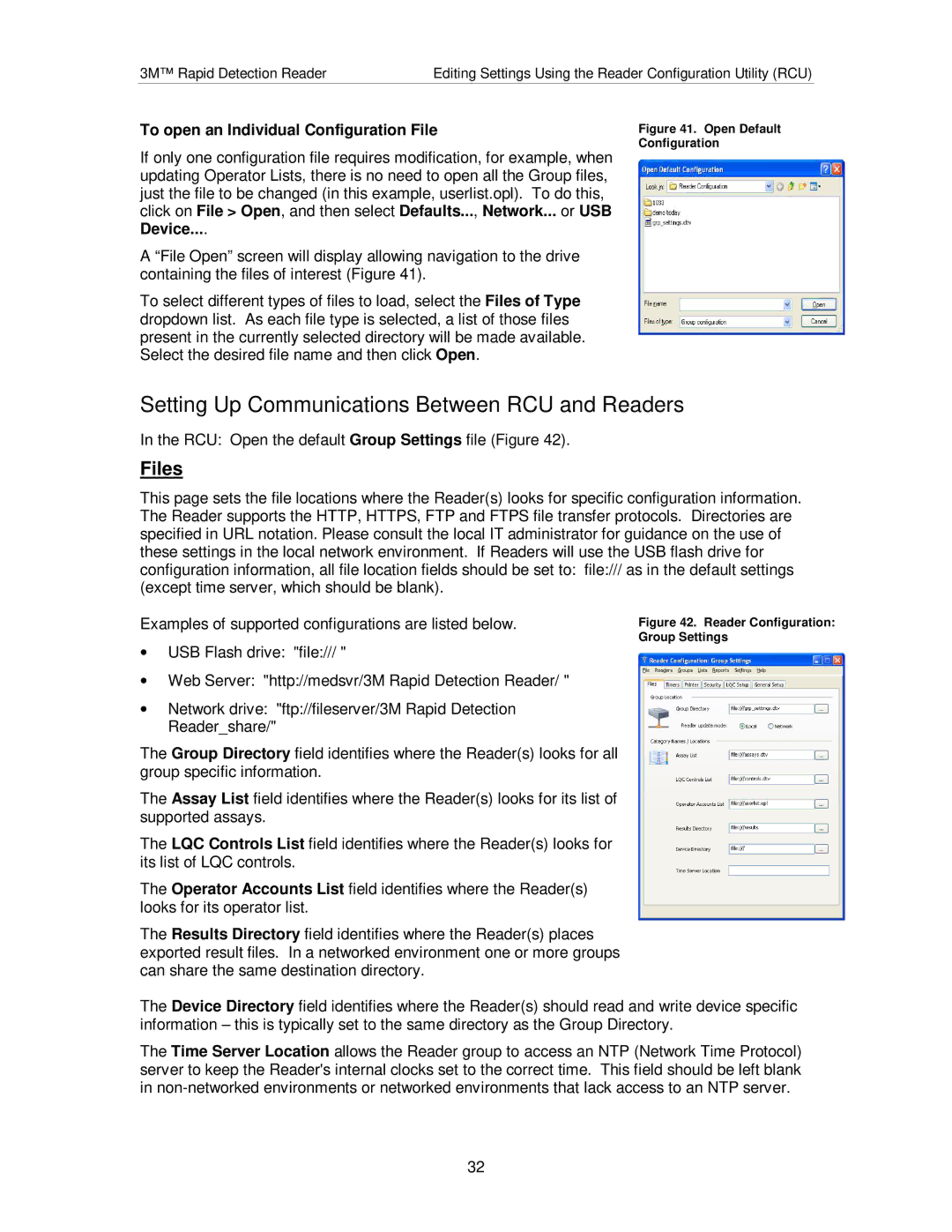 3M #3968, #3960 manual Setting Up Communications Between RCU and Readers, Files, To open an Individual Configuration File 