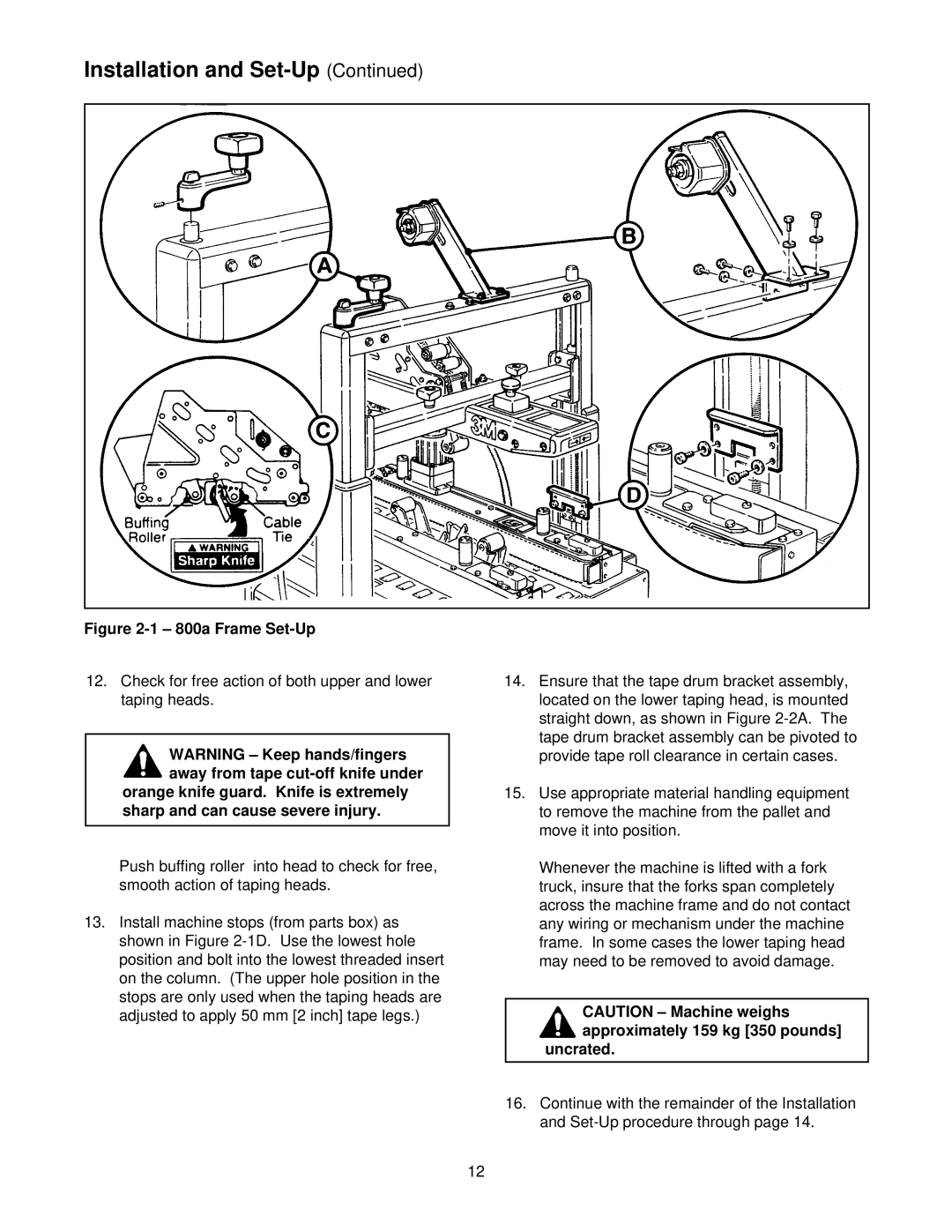 3M 39600 manual 800a Frame Set-Up, Uncrated 