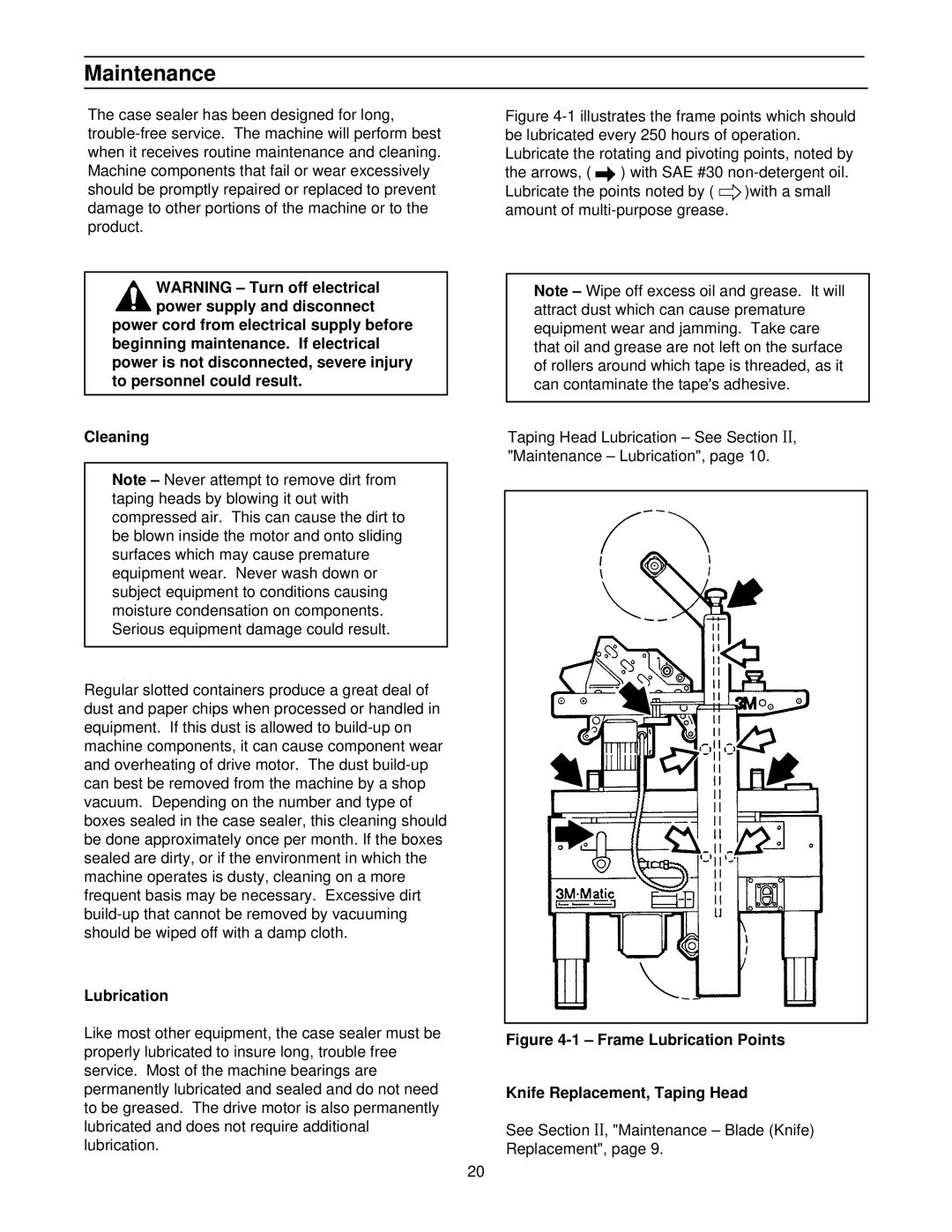 3M 39600 manual Maintenance, Lubrication 