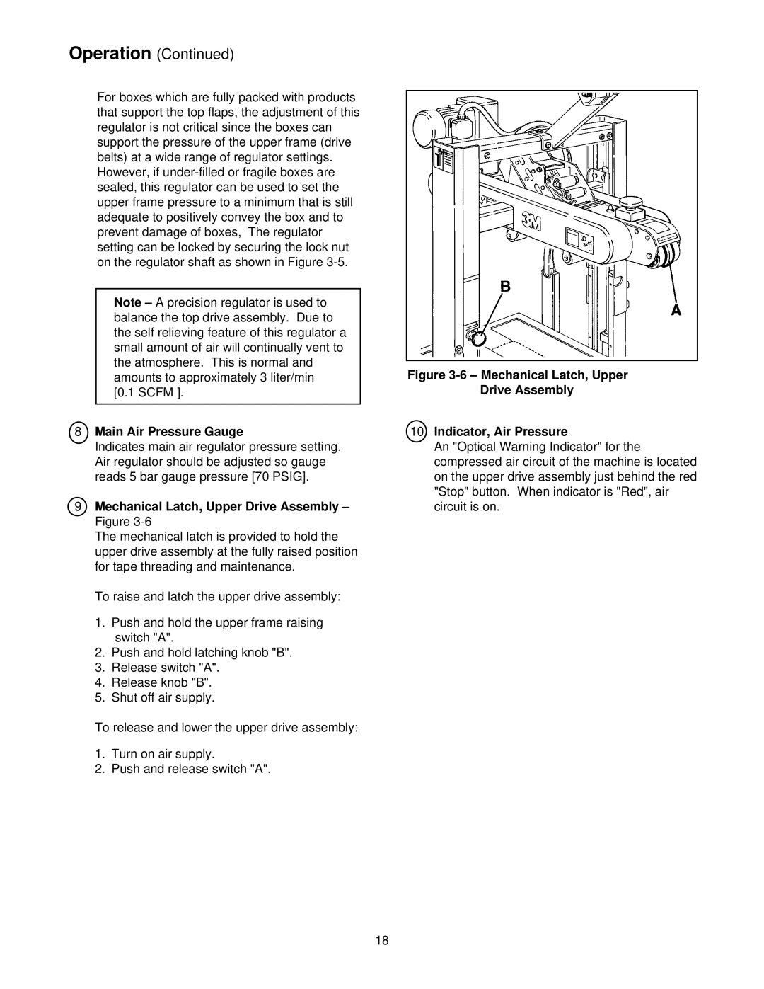 3M 39600 manual Main Air Pressure Gauge, Mechanical Latch, Upper Drive Assembly Figure 