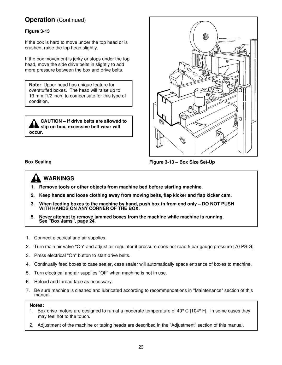 3M 39600 manual Occur Box Sealing, Box Size Set-Up 