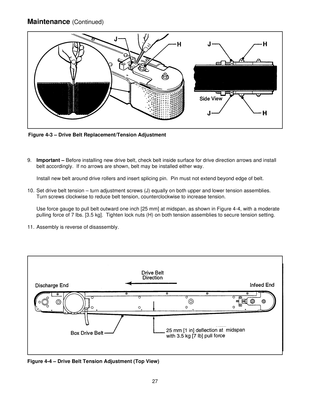 3M 39600 manual Drive Belt Tension Adjustment Top View 