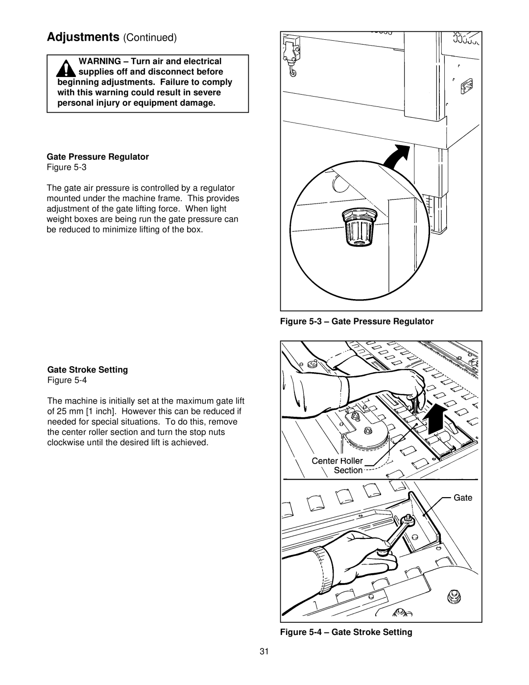 3M 39600 manual Gate Stroke Setting, Gate Pressure Regulator 