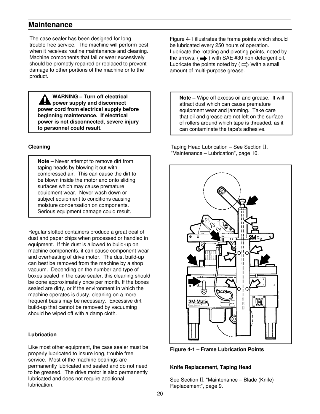 3M 39600 manual Maintenance, Lubrication 