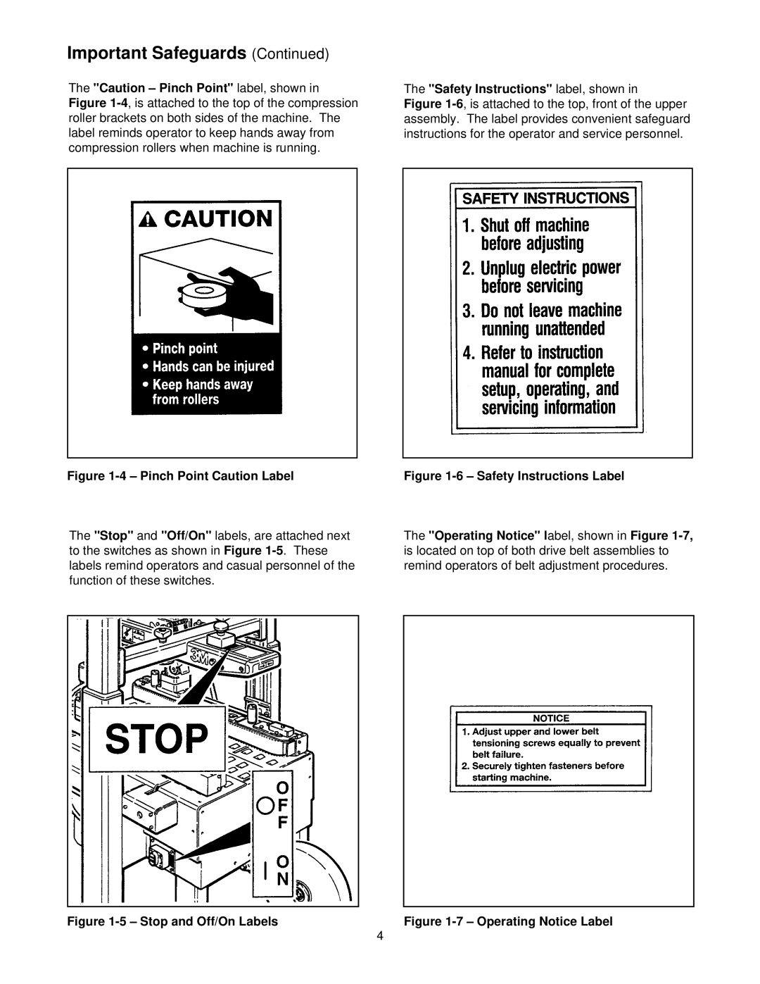 3M 39600 manual Pinch Point Caution Label Safety Instructions label, shown 