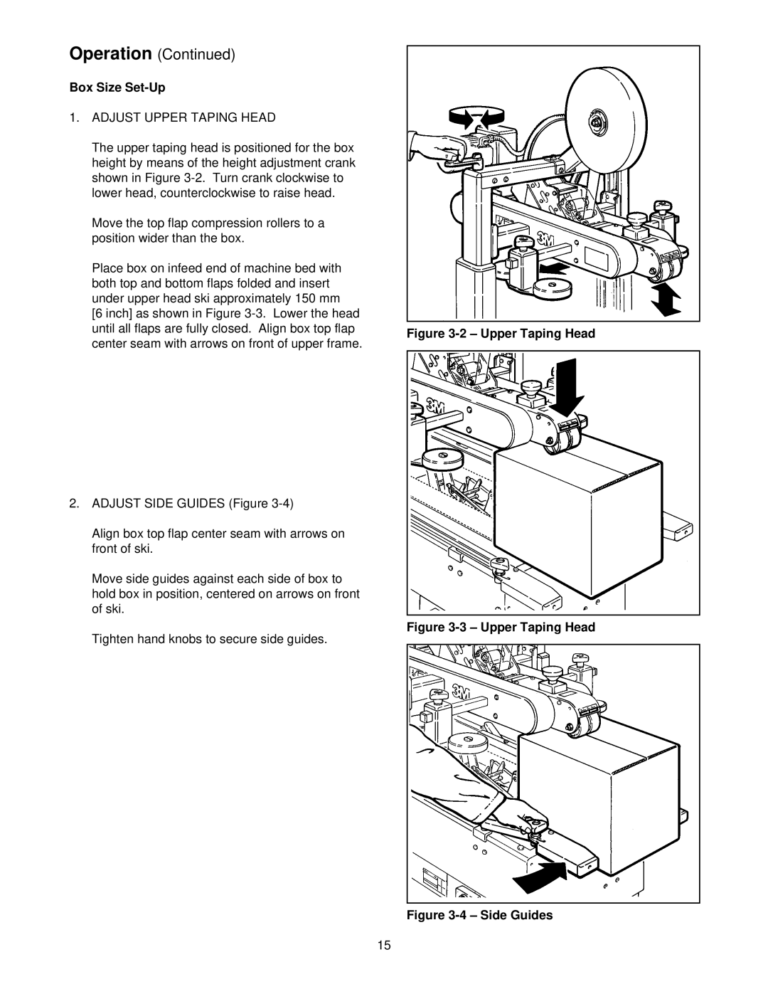 3M 39600 manual Box Size Set-Up, Upper Taping Head 