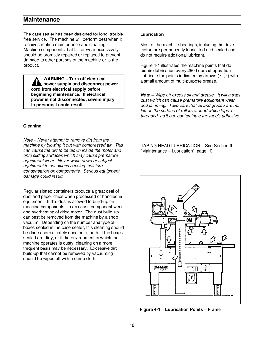 3M 39600 manual Maintenance, Lubrication 