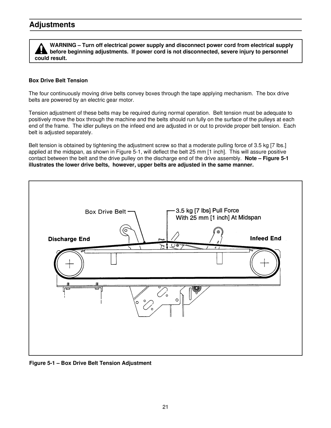 3M 39600 manual Adjustments, Could result Box Drive Belt Tension 