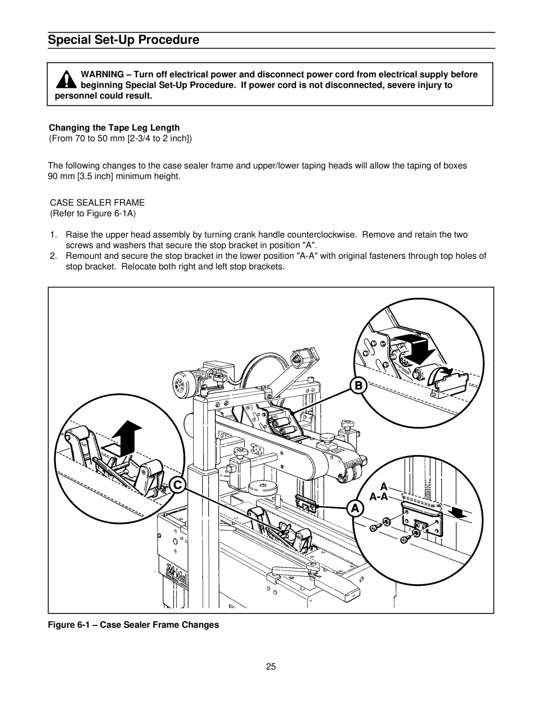 3M 39600 manual Special Set-Up Procedure, Case Sealer Frame Changes 