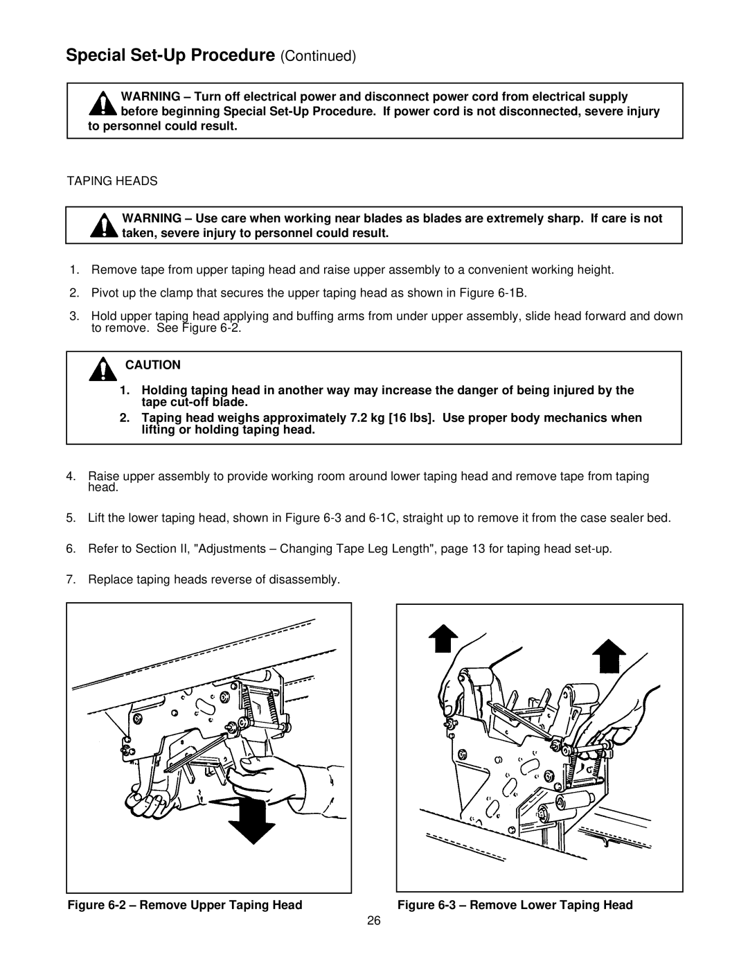 3M 39600 manual To personnel could result, Remove Upper Taping Head 