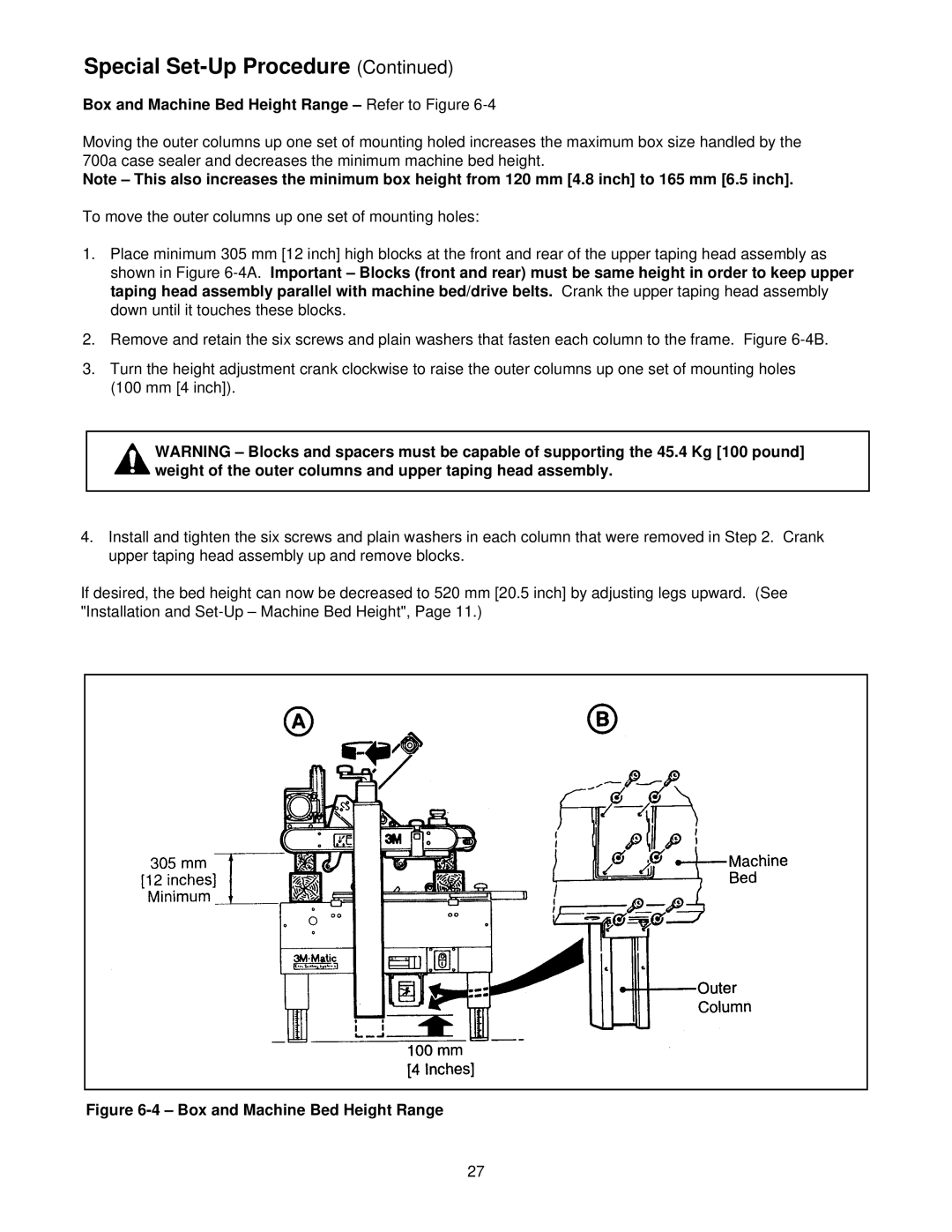 3M 39600 manual Box and Machine Bed Height Range -Refer to Figure 